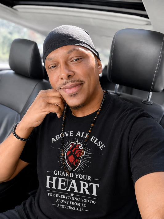 Above All Else – Guard Your Heart (Black)| Proverbs 4:23 Christian Unisex T-shirt