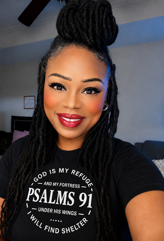 God Is My Refuge (Black)| Psalm 91 Christian Unisex T-Shirt